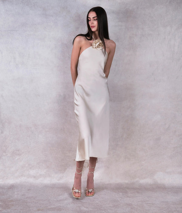 Ivory Backless Midi Dress