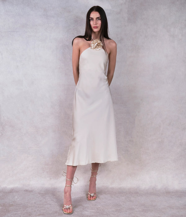 Ivory Backless Midi Dress