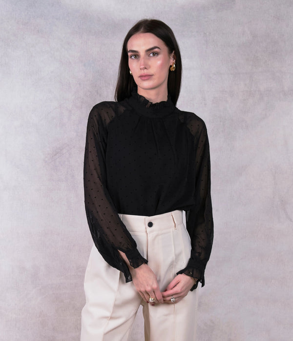 Hearted Chiffon Long Sleeve Shirt