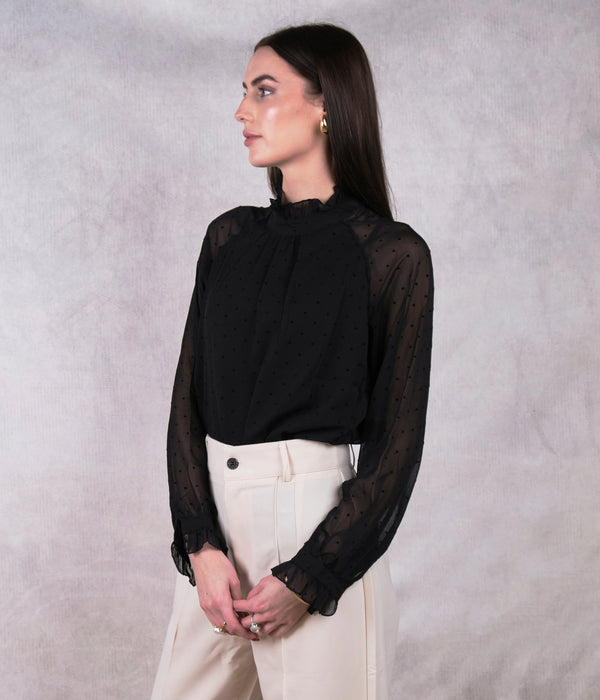 Hearted Chiffon Long Sleeve Shirt