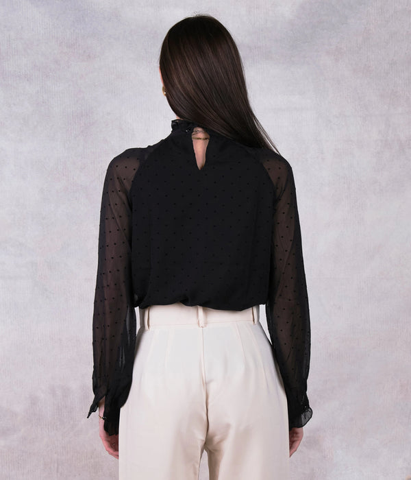 Hearted Chiffon Long Sleeve Shirt