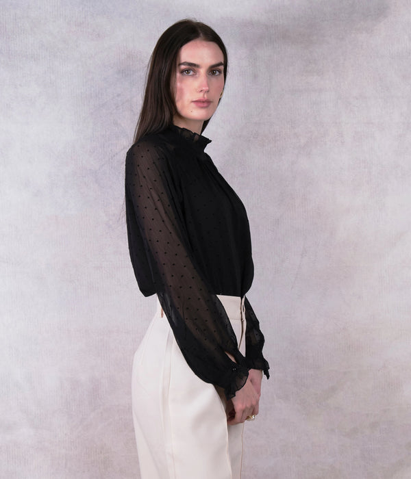 Hearted Chiffon Long Sleeve Shirt