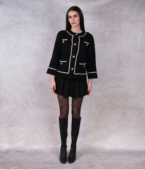 Obsidian Cashmere Mink Cardigan