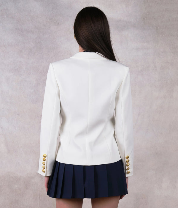 White Double Breasted Lioness Blazer