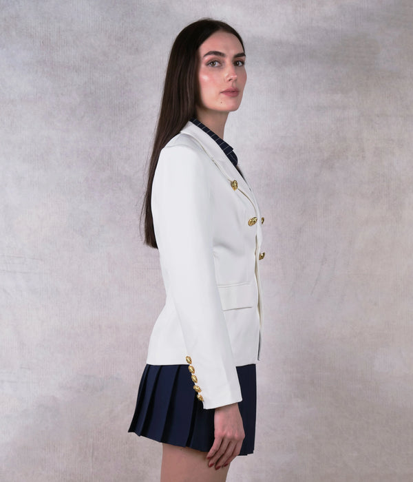 White Double Breasted Lioness Blazer