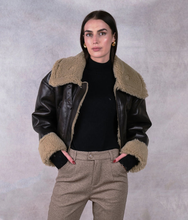 Vintage Walnut Shearling Jacket