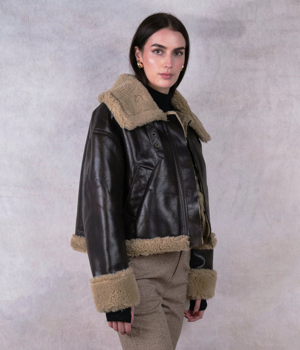 Vintage Walnut Shearling Jacket