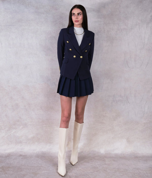 Navy Double Breasted Lioness Blazer