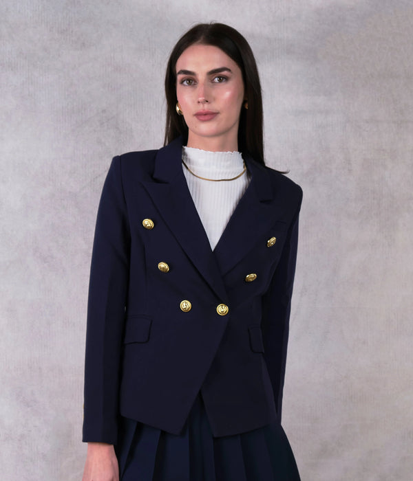 Navy Double Breasted Lioness Blazer