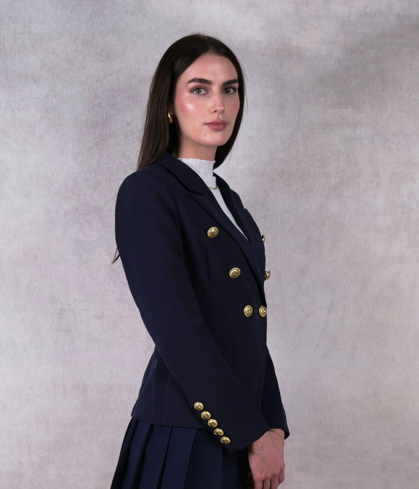 Navy Double Breasted Lioness Blazer
